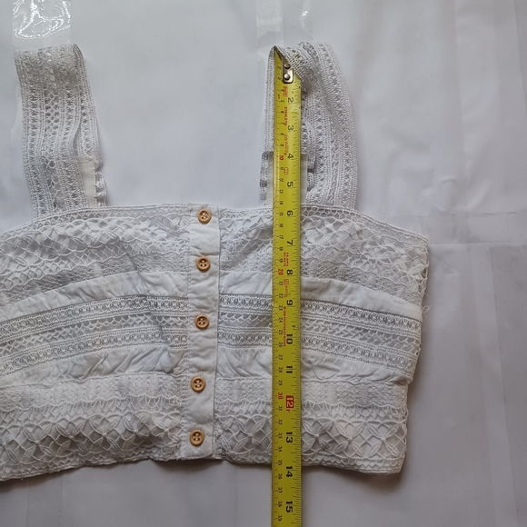 Goa Beachwear By Japna Women Sleeveless Crop Top Large White -Button Accents - Picture 11 of 14